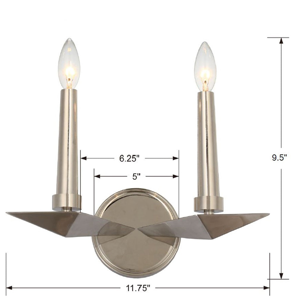 ##Antique Hardware## Palmer 2 Light Polished Nickel Sconce