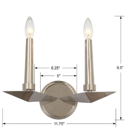 ##Antique Hardware## Palmer 2 Light Polished Nickel Sconce