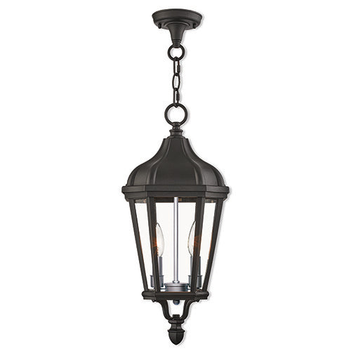 Antique Hardware 2 Light Textured Black Outdoor Pendant Lantern Exterior