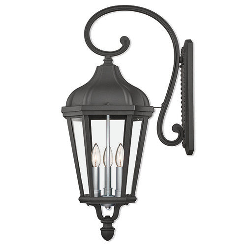 Antique Hardware 3 Light Textured Black Outdoor Wall Lantern Exterior