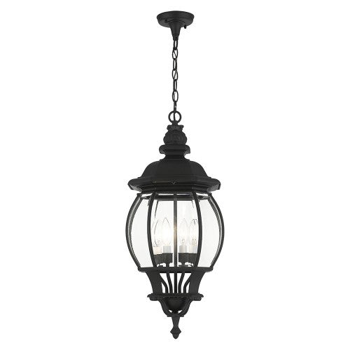 Antique Hardware 4 Light Textured Black Outdoor Pendant Lantern Exterior