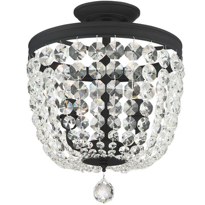 Antique Hardware Archer 3 Light Swarovski Strass Crystal Black Forged Semi Flush Mount Semi Flush