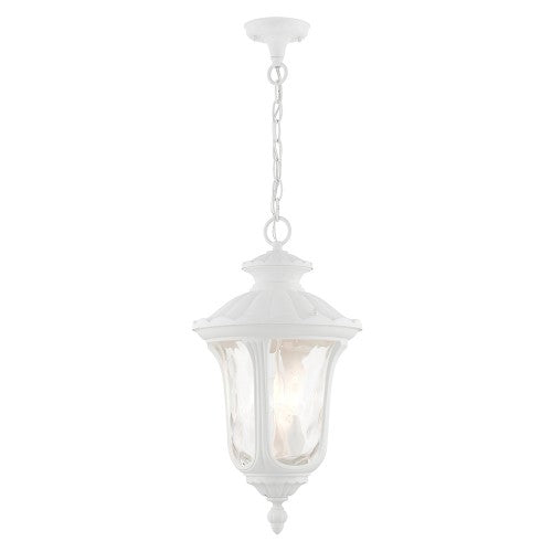 Antique Hardware 3 Light Textured White Outdoor Pendant Lantern Exterior