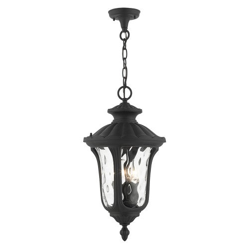 Antique Hardware 3 Light Textured Black Outdoor Pendant Lantern Exterior