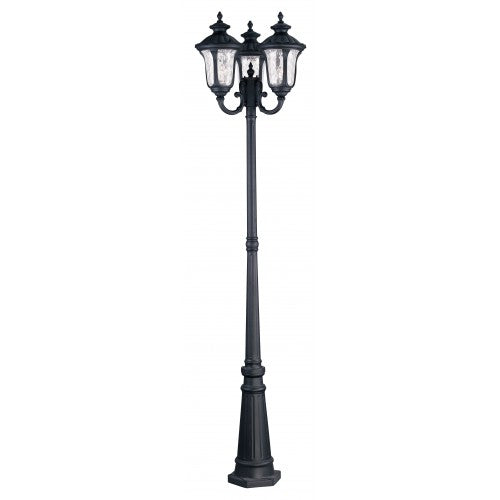 Antique Hardware 3 Light Textured Black Outdoor Post Light Exterior