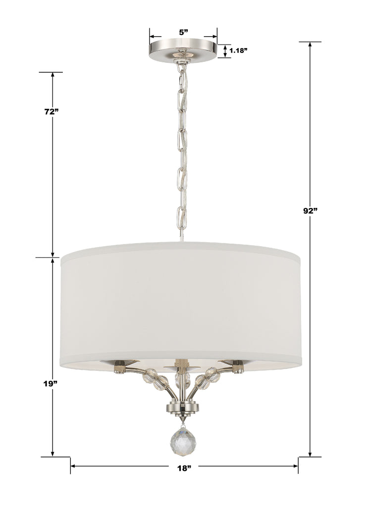 ##Antique Hardware## Mirage 3 Light Polished Nickel Chandelier