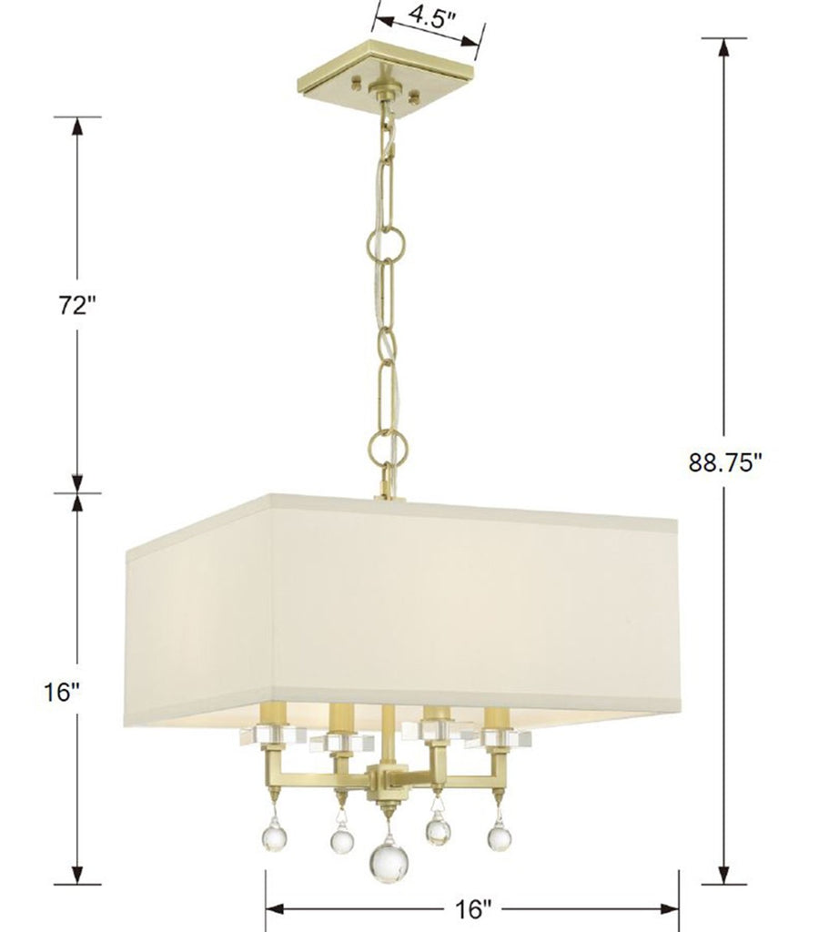 ##Antique Hardware## Paxton 4 Light Aged Brass Semi Flush Mount