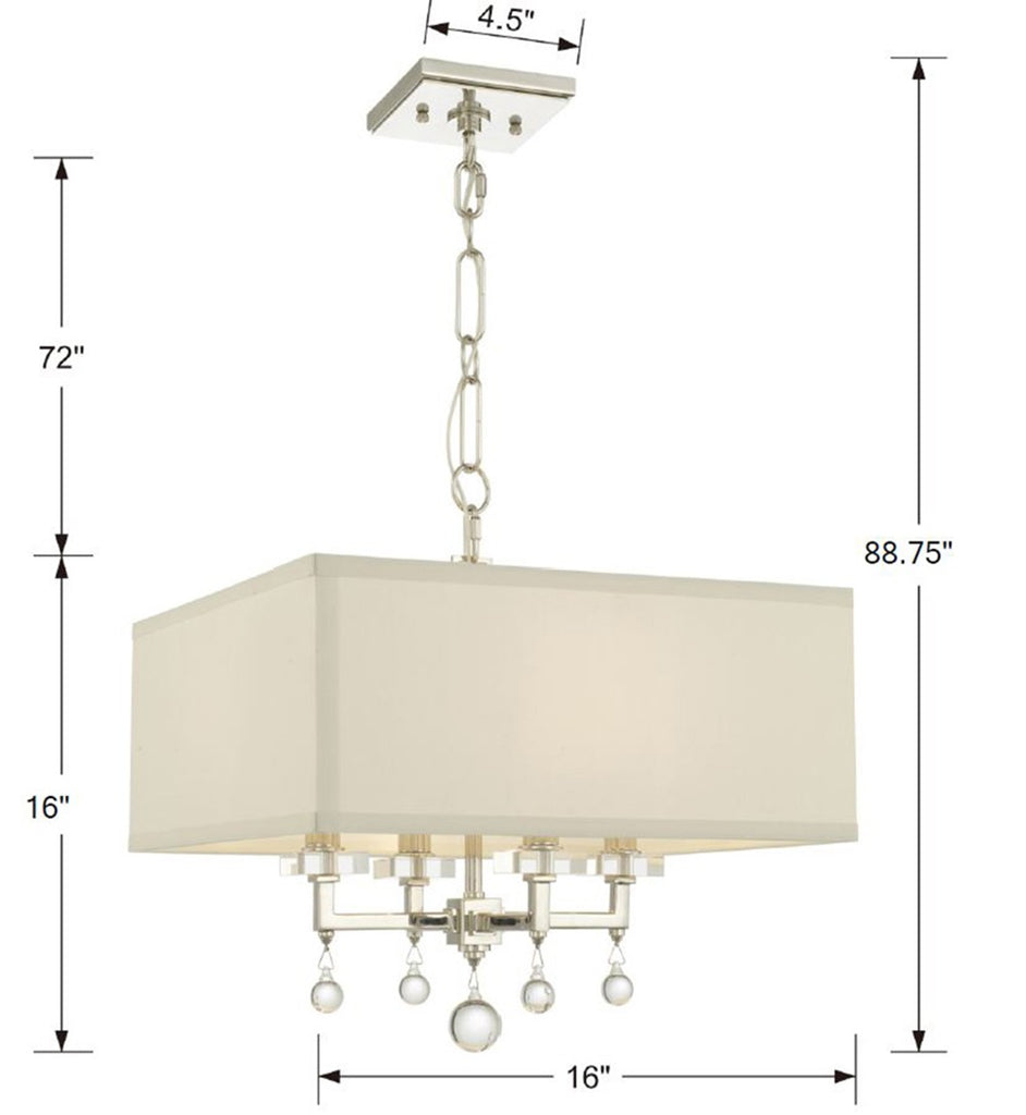 ##Antique Hardware## Paxton 4 Light Polished Nickel Semi Flush Mount