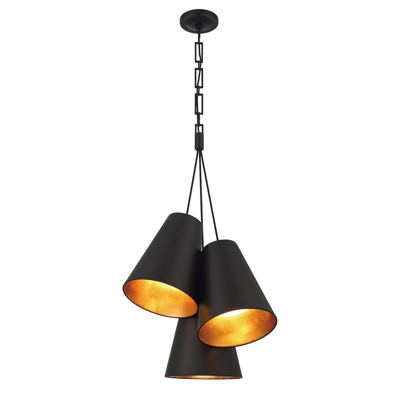 Antique Hardware Brian Patrick Flynn Alston 3 Light Matte Black + Antique Gold Pendant Pendant