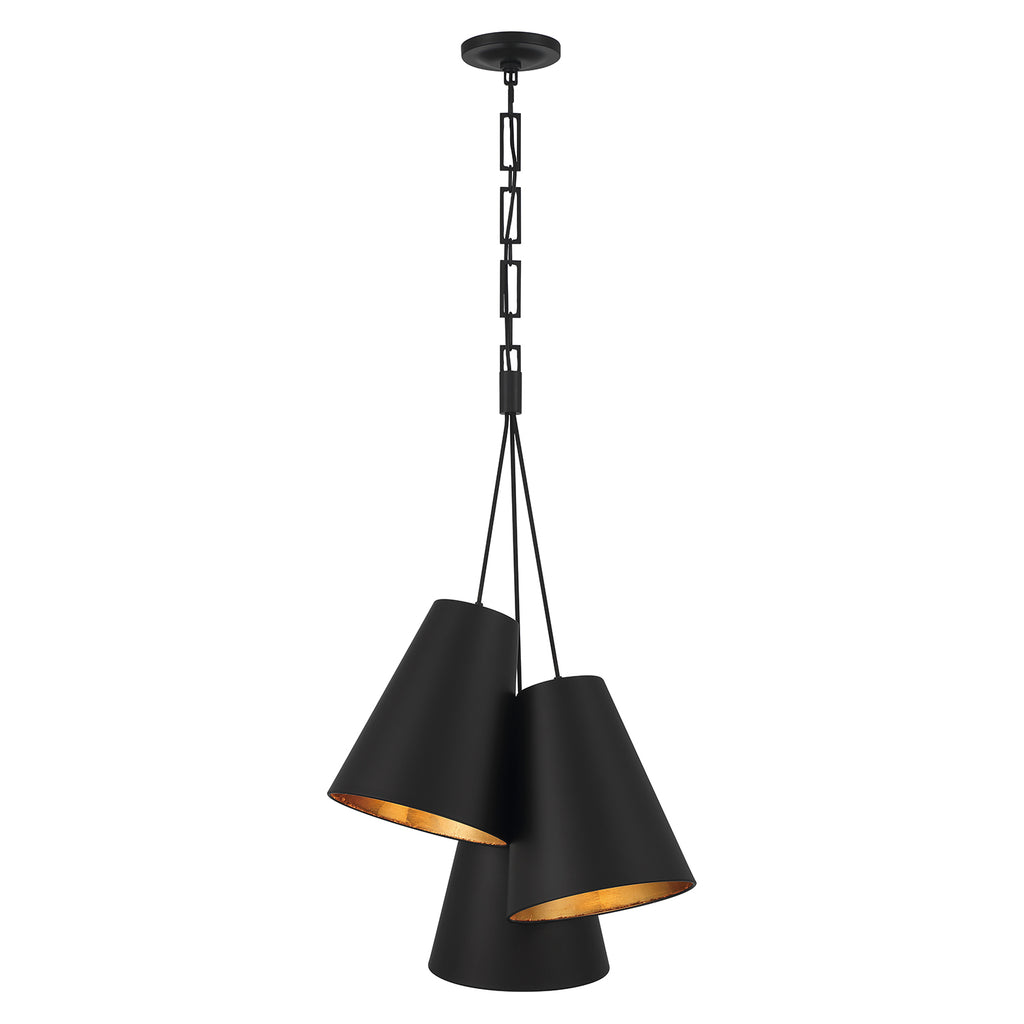 Antique Hardware Brian Patrick Flynn Alston 3 Light Matte Black + Antique Gold Pendant Pendant