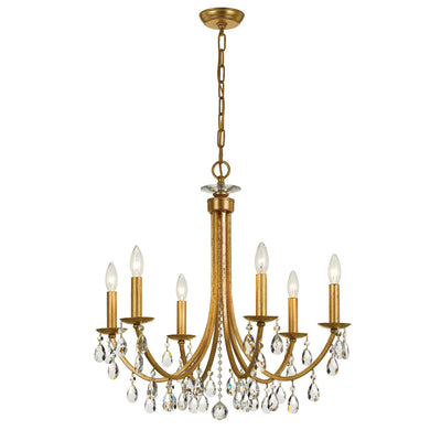 Antique Hardware Bridgehampton 6 Light Hand Cut Crystal Antique Gold Chandelier Chandelier