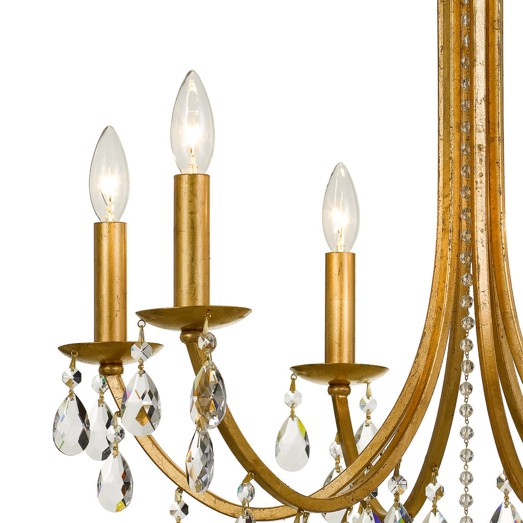 Antique Hardware Bridgehampton 6 Light Hand Cut Crystal Antique Gold Chandelier Chandelier