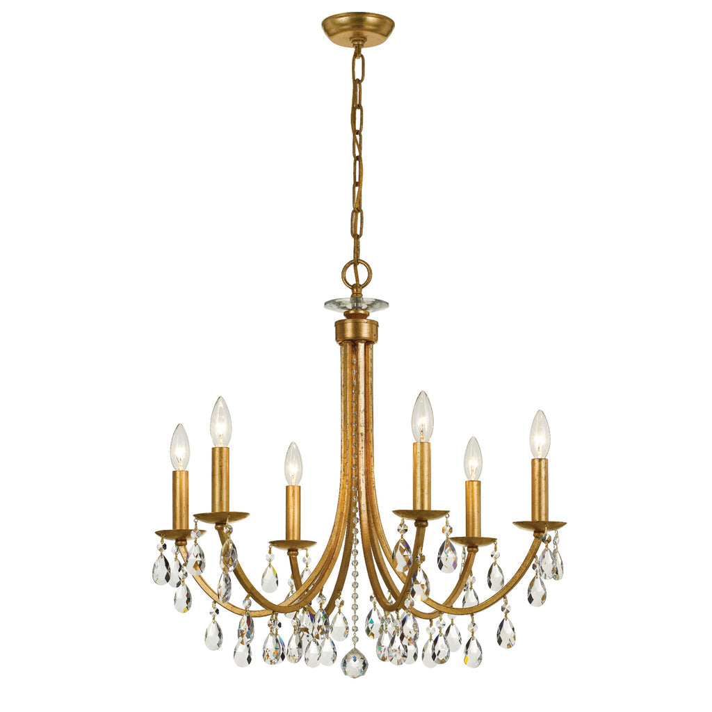 Antique Hardware Bridgehampton 6 Light Swarovski Strass Crystal Antique Gold Chandelier Chandelier