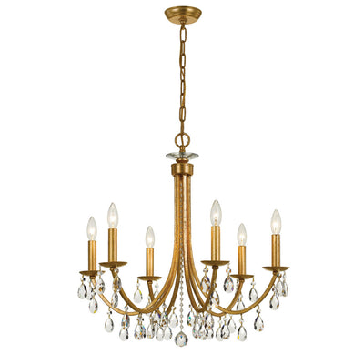 Antique Hardware Bridgehampton 6 Light Swarovski Strass Crystal Antique Gold Chandelier Chandelier