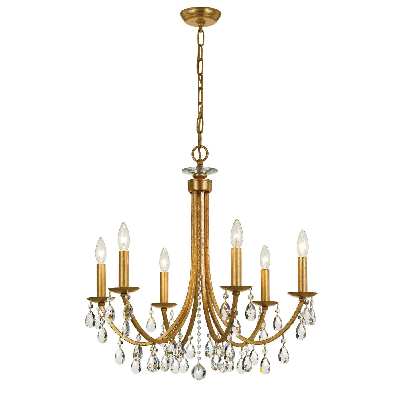 Antique Hardware Bridgehampton 6 Light Spectra Crystal Antique Gold Chandelier Chandelier