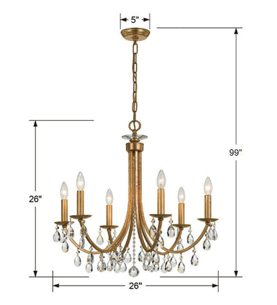 Antique Hardware Bridgehampton 6 Light Spectra Crystal Antique Gold Chandelier Chandelier