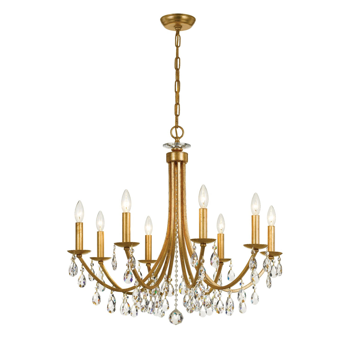 Antique Hardware Bridgehampton 8 Light Hand Cut Crystal Antique Gold Chandelier Chandelier