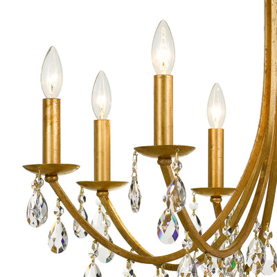 Antique Hardware Bridgehampton 8 Light Hand Cut Crystal Antique Gold Chandelier Chandelier