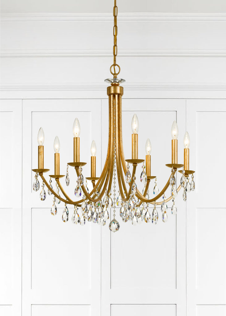 Antique Hardware Bridgehampton 8 Light Hand Cut Crystal Antique Gold Chandelier Chandelier