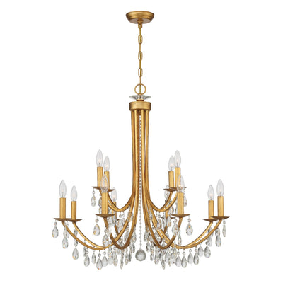 Antique Hardware Bridgehampton 12 Light Hand Cut Crystal Antique Gold Chandelier Chandelier