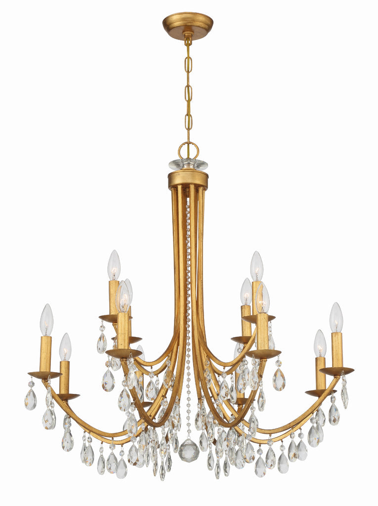 Antique Hardware Bridgehampton 12 Light Hand Cut Crystal Antique Gold Chandelier Chandelier