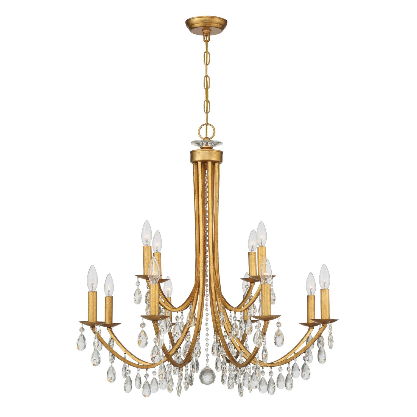 Antique Hardware Bridgehampton 12 Light Spectra Crystal Antique Gold Chandelier Chandelier