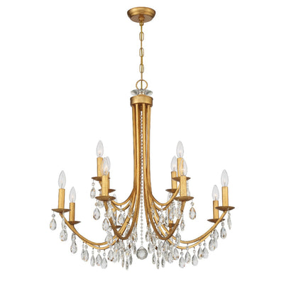 Antique Hardware Bridgehampton 12 Light Spectra Crystal Antique Gold Chandelier Chandelier