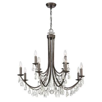 ##Antique Hardware## Bridgehampton 12 Light Hand Cut Crystal Vibrant Bronze Chandelier