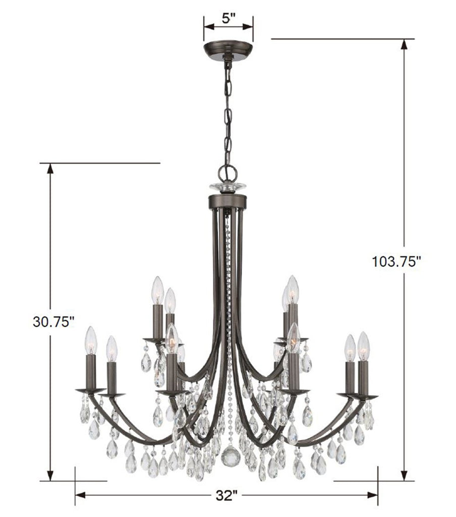 Antique Hardware Bridgehampton 12 Light Swarovski Strass Crystal Vibrant Bronze Chandelier Chandelier