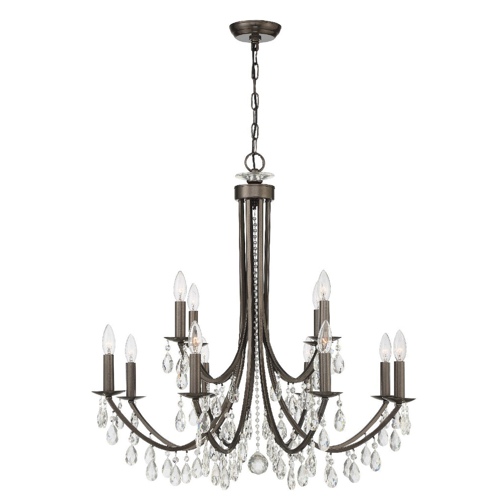 ##Antique Hardware## Bridgehampton 12 Light Hand Cut Crystal Vibrant Bronze Chandelier