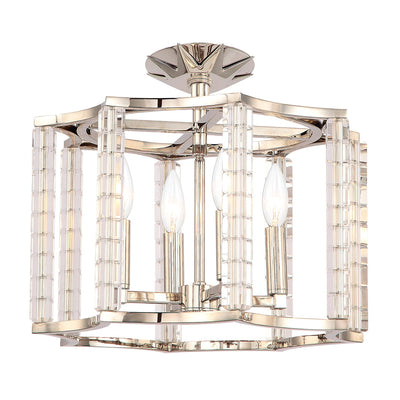 Antique Hardware Carson 4 Light Polished Nickel Convertible Semi Flush Mount Semi Flush