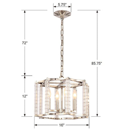 Antique Hardware Carson 4 Light Polished Nickel Mini Chandelier Chandelier