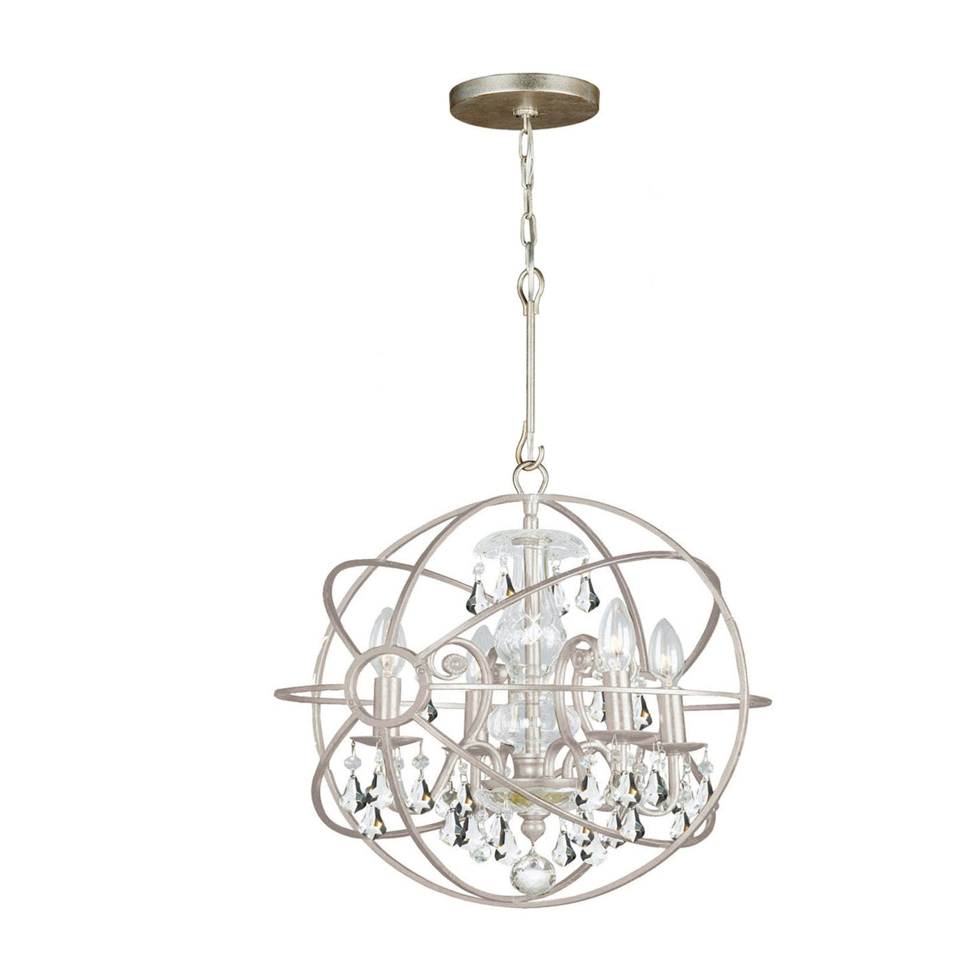 ##Antique Hardware## Solaris 4 Light Olde Silver Mini Chandelier