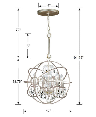 ##Antique Hardware## Solaris 4 Light Olde Silver Mini Chandelier