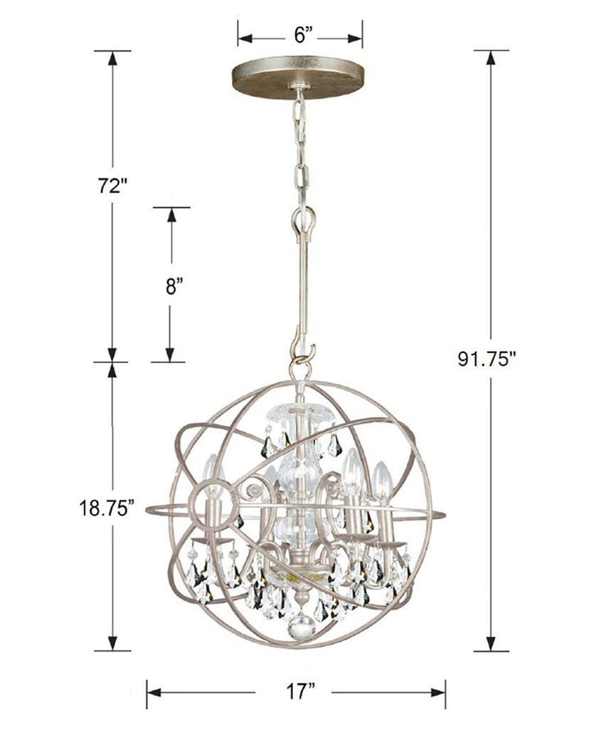 ##Antique Hardware## Solaris 4 Light Swarovski Strass Crystal Olde Silver Mini Chandelier