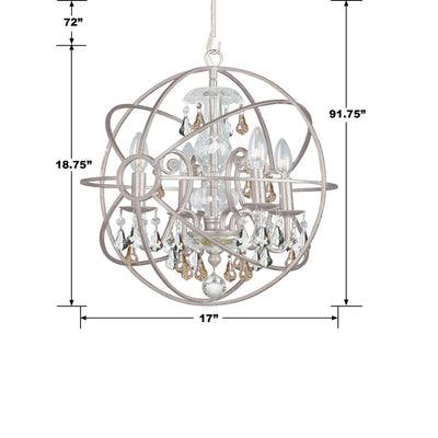 ##Antique Hardware## Solaris 4 Light Golden Shadow Crystal Olde Silver Mini Chandelier