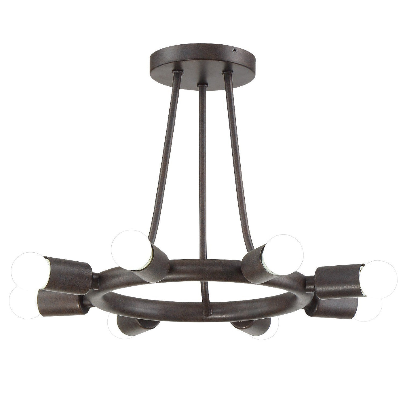 Antique Hardware Dakota 8 Light Charcoal Bronze Semi Flush Mount Semi Flush