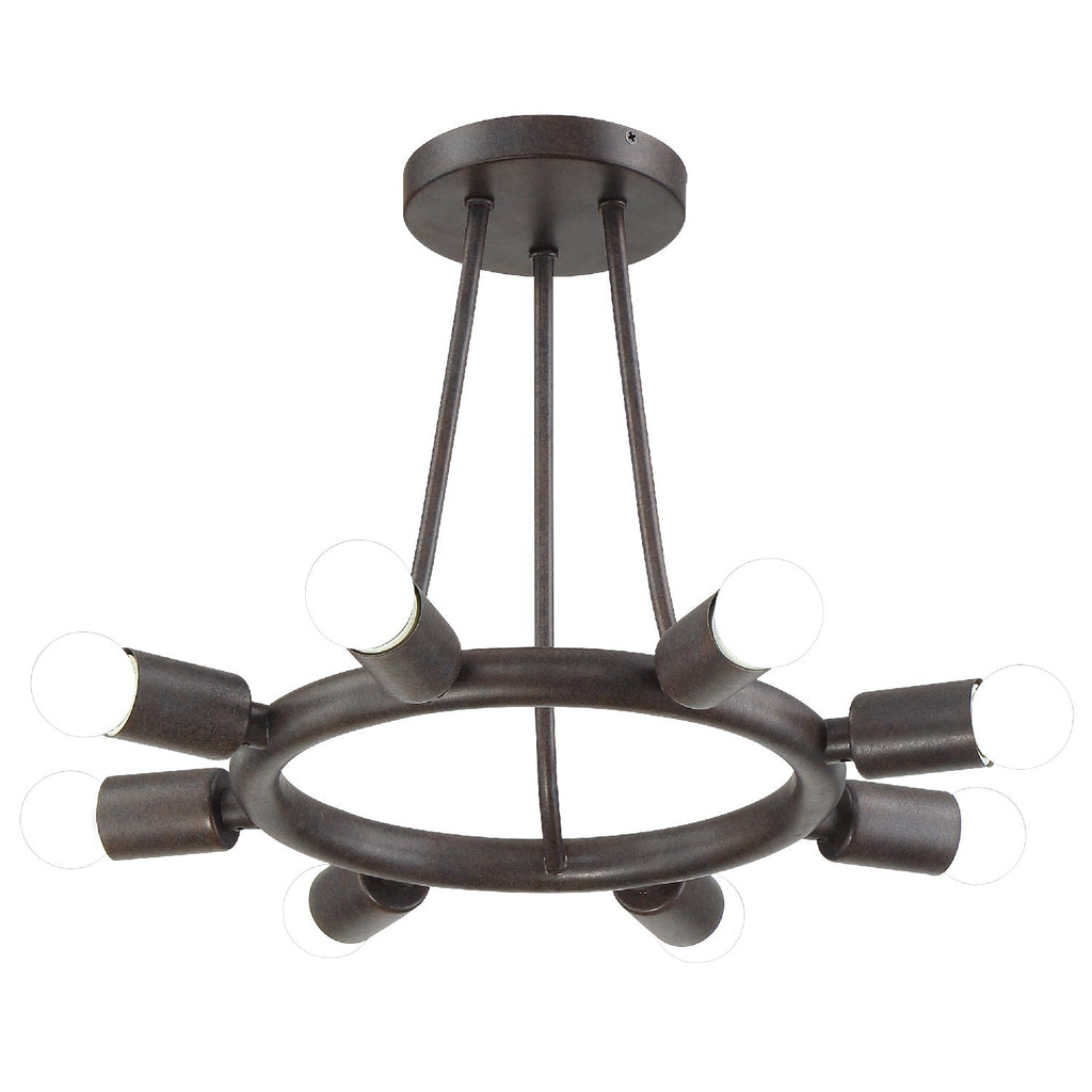 Antique Hardware Dakota 8 Light Charcoal Bronze Semi Flush Mount Semi Flush