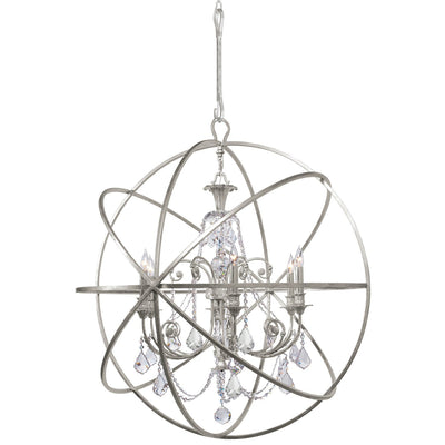 ##Antique Hardware## Solaris 6 Light Olde Silver Chandelier