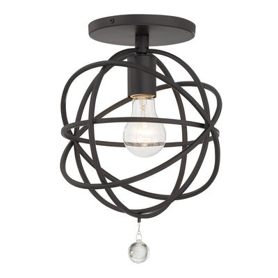 ##Antique Hardware## Solaris 1 Light Black Semi Flush Mount