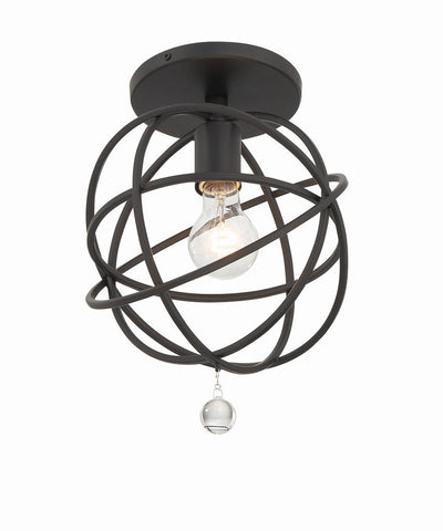 ##Antique Hardware## Solaris 1 Light Black Semi Flush Mount