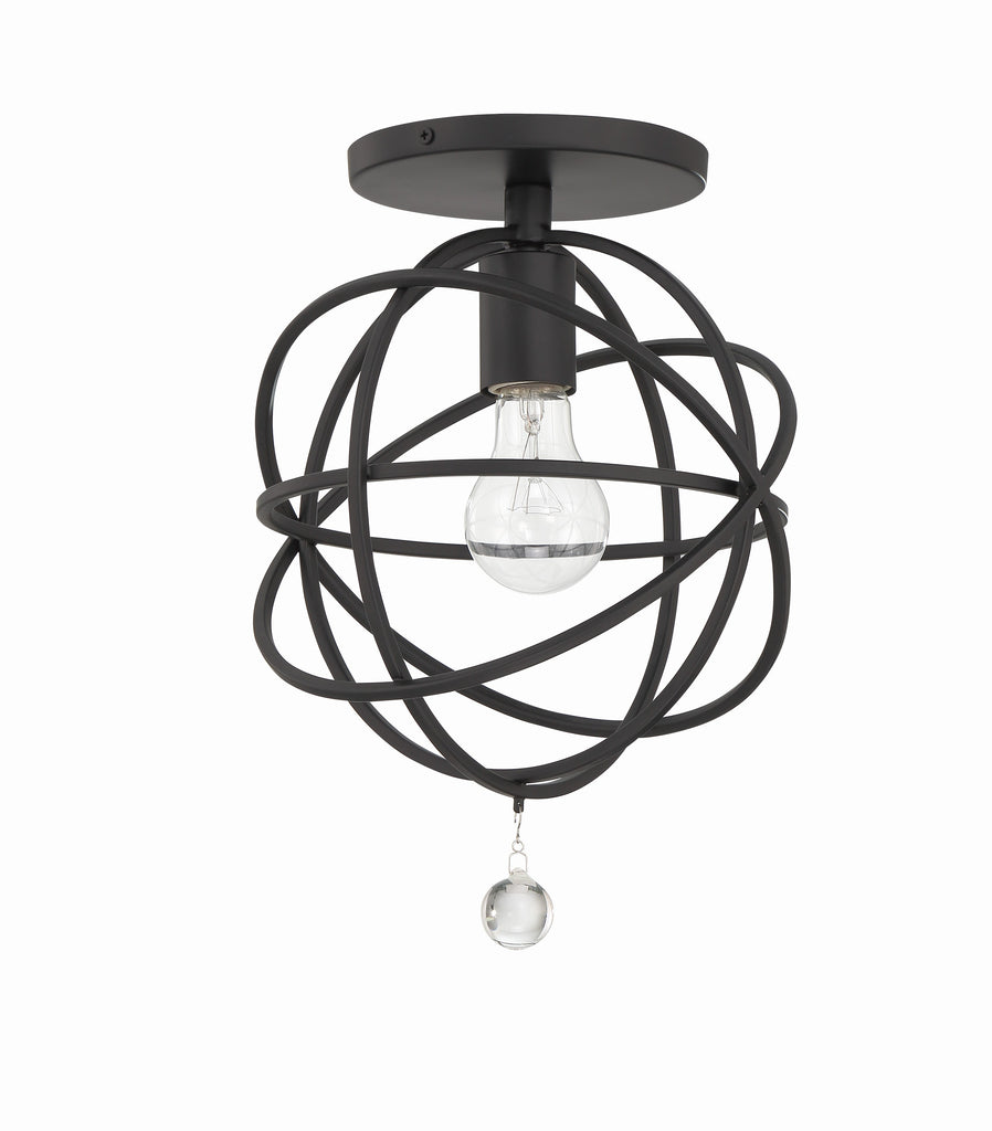 ##Antique Hardware## Solaris 1 Light Black Semi Flush Mount