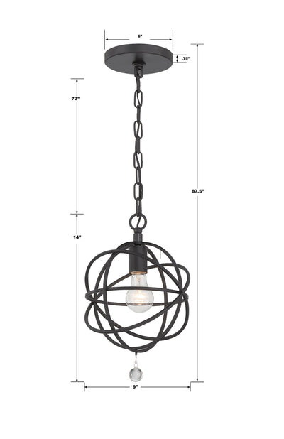 ##Antique Hardware## Solaris 1 Light Black Mini Pendant