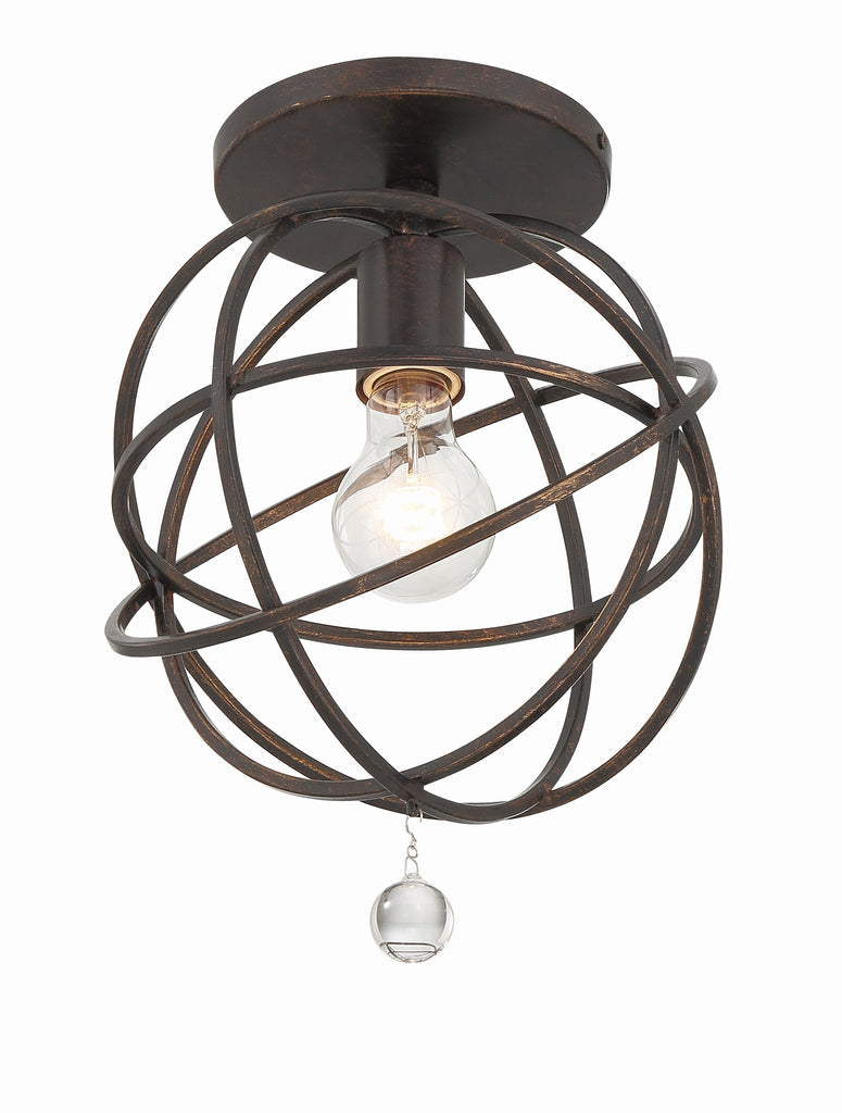 ##Antique Hardware## Solaris 1 Light English Bronze Semi Flush Mount