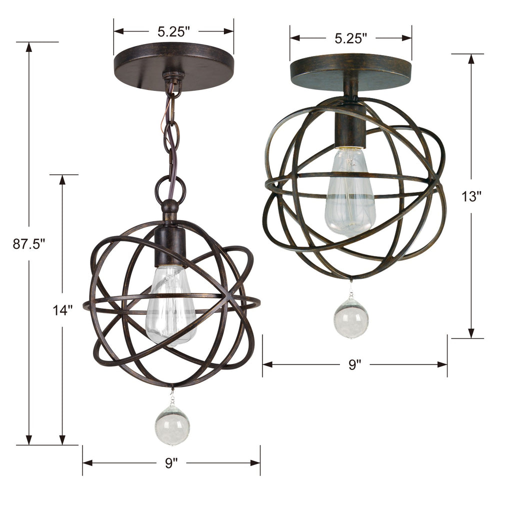 ##Antique Hardware## Solaris 1 Light English Bronze Mini Pendant