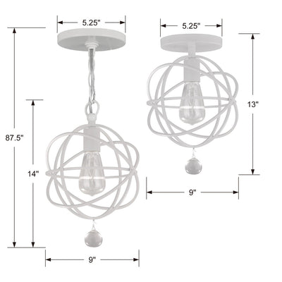 ##Antique Hardware## Solaris 1 Light Wet White Semi Flush Mount