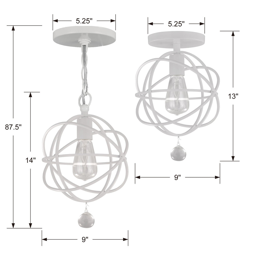 ##Antique Hardware## Solaris 1 Light Wet White Mini Pendant