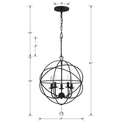 ##Antique Hardware## Solaris 5 Light Black Mini Chandelier