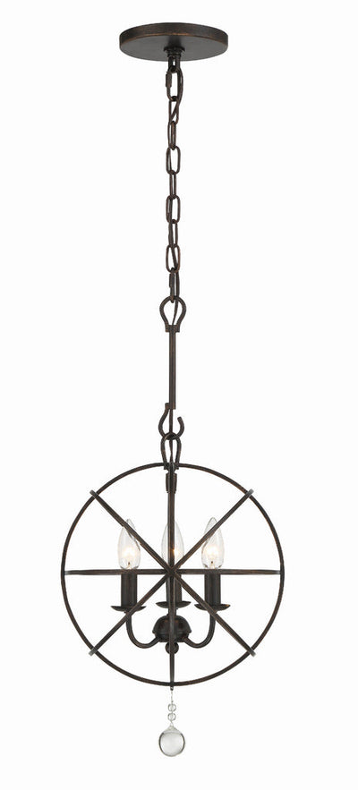 ##Antique Hardware## Solaris 3 Light English Bronze Mini Chandelier