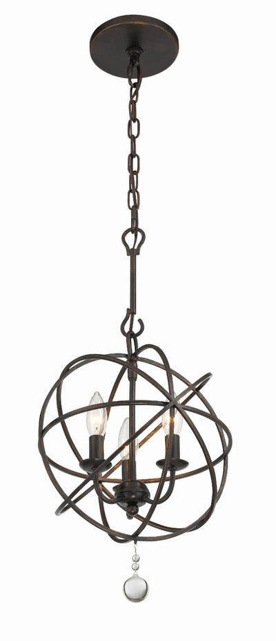 ##Antique Hardware## Solaris 3 Light English Bronze Mini Chandelier